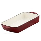Mahlzeit Cazuela Rectangular de Hierro Fundido Esmaltado Dark Cherry | 3,8 Litros | Recipiente para Lasaña, Platos para Horno, Fuente para Horno | Molde para Gratinar I Fuente de Cocinar