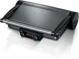 Bosch TCG4215 - Barbacoa de contacto 3 en 1, control de temperatura individual, bandeja de goteo de grasa, bandeja para horno, placas de aluminio extraíbles, fácil limpieza, 2000 W, color plateado