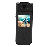 Qukaim Videocámara con clip trasero 4K, pantalla IPS de 1.5 pulgadas, cámara magnética portátil con lente giratoria de 180 grados, cámara portátil para ciclismo y uso al aire libre