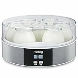 H.KOENIG Yogurtera 7 potes ELY70, Capacidad 7 x 160 ml, Programable hasta 15 h, Pantalla LCD, Cuerpo de acero inoxidable, Apta para lavavajillas, Apagado automático, Potencia 15 W