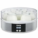 H.Koenig ELY120 Yogurtera, 7 Envases de Cristal x 160ml, Pantalla LCD, 15 Horas de Preparacion, Tapa Transparente, Compatible Lavavajillas, 15W