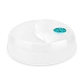Flexzion Tapa microondas libre de BPA, Tapadera microondas de platos con orificio para liberar vapor, Accesorios para cocina de plástico, transparente, contra salpicaduras, 30 cm