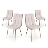 Mc Haus Maya Beige x4 - Pack de 4 sillas de Comedor, diseño nórdico y Vintage con Asiento Acolchado y Respaldo ergonómico, Color Beige