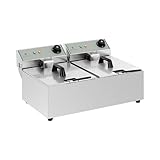 Royal Catering Freidora Industrial Profesional Rcef-10Dy-Eco (Doble con Doc Cestas 2 X 10 Litros, 2 X 3.200 W, 230 V, Termostato, Acero Inoxidable)