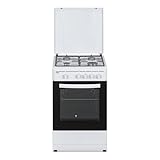 Svan Cocina de Gas Butano con Horno Gas 55 Litros Blanco SKG4500TM. 4 Zonas de Cocinado, Horno con Grill, Kit Conversión Gas Natural, Acabado en Esmalte Blanco