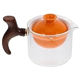 Mikinona 360 Tetera Con Asa Lateral Tetera De Ceramica Tetera Antigua Hervidor De Filtro De Té Antiguo Hervidor De Agua Contenedor De Té Hervidor De Té Tetera Portátil Vintage Orange Vidrio