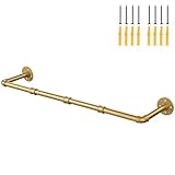Estante de ropa industrial para tubos de oro, de 37 pulgadas, barra para colgar ropa de tubo dorado de hierro, barra de metal resistente para el almacenamiento al por menor del armario