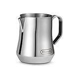 De'Longhi Jarra Espumadora de Leche DLSC060, Espumador de Leche con Asa Cómoda, Idónea para Cappuccino, Caffelatte y Latte Macchiato, Capacidad 350 ml, Acero Inoxidable