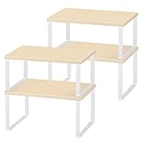 Juego de 4 Estantes de Almacenamiento Estanteria Cocina, Organizador de Mostrador Apilable, Expandible Portaespecias para Gabinete, Estantes de Almacenamiento para Alimentos y Cubiertos (Blanco)