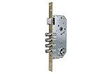 Tesa Assa Abloy Cerradura de seguridad monopunto R200B de 4 bulones de cierre y picaporte, sin cilindro, entrada de 50mm, escudo E700L, acabado hierro latonado