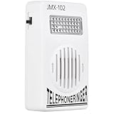 TECHZOCO Timbre con luz Flash Luminoso para telefono Fijo, Amplificador del Sonido del teléfono con Flash, Timbre de teléfono Luz Intermitente, Amplificador de timbre de teléfono, 95dB, RJ11, Blanco