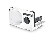 SEVERIN - Cortafiambres eléctrico con corte 0 - 15 mm, cortadora de fiambre apta para carne, pan y queso, máquina para cortar, rebanadora con protector de dedos, Blanco, 100 W, AS 3912