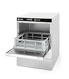 HENDI Lavavajillas industrial, para cestas 40x40cm, con control electromecánico, máquina lavaplatos lavavasos lavacopas, 230V, 2800W, 470x510x(H)710mm, acero inoxidable