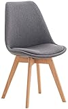 CLP Silla De Comedor Linares En Tela, Terciopelo o En Polipropileno & Cojín En Simil Cuero I Silla De Salón Nórdica con Base De Madera I, Color:Gris, Material de Base:Tela