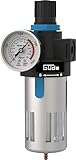 Güde Filtro reductor de presión 1/4 (rosca de conexión IG 1/4', presión máxima de trabajo 10 bar, para montaje en compresores/conductos de aire comprimido, con separador de agua, válvula de drenaje y