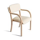 Sillas de comedor de madera maciza con brazos, silla de cocina tapizada, moderna silla de sala de estar con respaldo, oficina, ocio, recepción, cafetería, apoyabrazos de poliuretano, color beige