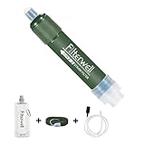 Filtro de agua personal, purificador de agua para supervivencia al aire libre, mini sistema de filtración portátil, purificador de agua de emergencia para camping, senderismo y viajes (ejército verde)