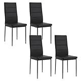 WOLTU Sillas de Comedor Pack de 4, Sillas Cocina con Respaldo Alto, Sillas Tapizadas en Piel Sintética, Sillas con Patas de Metal, para Comedor, Salón, Dormitorio, Negro, EZS46sz-4