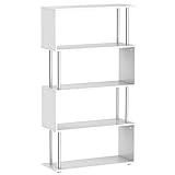 HOMCOM Libreria 80x30x145cm Madera y Metal Muebles Oficina Estanteria Estante Blanco