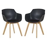 EGGREE Pack de 2 Sillas de Cocina Nordic Moderno Sillón Comedor Escandinava con Las Piernas de Madera de Haya Negro