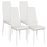 buybyroom Juego de 4 sillas de comedor, sillas modernas de cocina con pata de metal, sillas de salón, sillas de comedor acolchadas, 41 x 42 x 98 cm, blanco