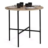 IDMarket – Mesa de comedor redonda Detroit para 4 personas, diseño industrial 80 cm