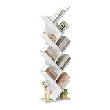 EUGAD Estantería para Libros Librería de Árbol Estante de Almacenamiento de Oficina Soporte de CD DVD con 8 Niveles, 40x20x127cm, Blanco 0011SHG
