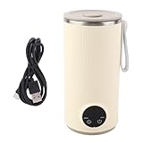 Hervidor eléctrico para coche, hervidor de viaje de 400 ml, hervidor eléctrico inalámbrico de acero inoxidable con agitador giratorio recargable para leche, té, café, agua caliente