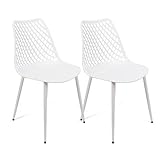 THE SECRET HOME - Conjunto de 2 y 4 Sillas en Polipropileno y Metal/Madera - Asiento de Diseño Ideal para Comedor y Cocina - Varios Modelos (2, Modelo 4 - Blanco)