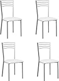 SHIITO | Pack de 4 Sillas de Cocina con Asiento de Polipiel Blanca | Estilo Elegante y Moderno | Ideal para Cocinas y Comedores | Modelo Sintra