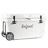 Zelsius Nevera con Ruedas 50 litros | Color Blanco | Coolbox para Camping, Trabajo, Viajes, Pesca | Caja de Hielo para Bebidas | Caja Térmica para Frío y Calor
