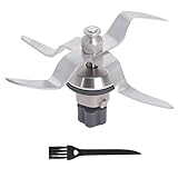 Poweka Cuchilla de Repuesto Compatible con Silvercrest Monsieur Cuisine Connect y Monsieur Cuisine Smart Robot de Cocina en Acero Inoxidable con Junta y Cepillo de Limpieza