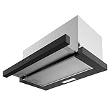 Cecotec Campana Extractora Telescópica 60 cm Bolero Flux TLM 603500 Black A. Motor 70W, Potencia Succión 350m3/h, Control Mecánico, 2 Niveles de Potencia, Luz y Filtro de Carbono, Acabado Negro