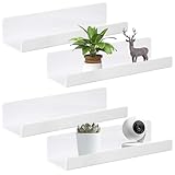 GOMETY Juego de 4 estanterías flotantes de pared, sin agujeros, 30 cm, autoadhesivas, sin agujeros, de acrílico, estantería de baño, decoración del hogar, estante de pared para libros, fotos, cocina,