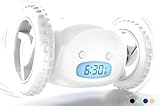 CLOCKY Reloj Despertador Potente Ruidoso Sonido Muy Fuerte para Dormilones Sordos Sueño Profundo Adultos Niños Dormitorio Despertador Digital Inteligente con Ruedas Se Mueve, Regalo Divertido (Blanco)