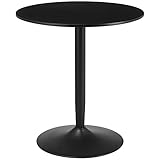 HOMCOM Mesa de Comedor Mesa Redonda Mesa de Cocina Moderna para 2 Personas con Base de Acero y Almohadillas Antideslizantes para Salón Ø70x75 cm Negro
