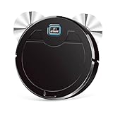 SMTSEC Robot Aspirador Y Fregasuelos, 3 En 1 Robot Aspirador Silenciosa Superfino Robot Barredora Fregadora con Potente 1600Pa Potencia De Succión para Pelos De Mascotas Pisos Duros,Black-1 Pack