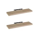 LOLAhome Set de 2 estantes de Pared flotantes de MDF Natural Decorativo,Balda de Pared, De 23x80 cm para Salón, Cocina, Oficina, Dormitorio,Resistente