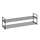SONGMICS Zapatero de 2 Niveles, Estantería de Zapatos, Estantería de Metal, para 10 a 12 Pares de Zapatos, Estante Apilable, para Pasillo, Salón, Dormitorio, 30 x 116 x 34 cm, Negro LSA032B01