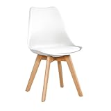SHIITO Silla de Comedor de Estilo Nórdico - 47 x 42 x 84 cm - Modelo Karlson- Diseño Sencillo y Elegante - con Patas de Haya - Color Blanco