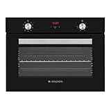 Aspes Horno Multifunción con Ventilador Cristal negro AHM9500DCN. Capacidad 50 Litros, 1200W, 9 Programas, Interior Esmaltado, Fácil Limpieza, Display LED Manual, Eficiencia Energética Clase A
