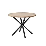 GrandCA HOME Mesa de Comedor Redonda con Tapa Moderna con Rfecto Mármol, Mesa de Comedor de Cocina con Cuatro Patas de Metal, para Comedor, Sala de Estar, Marrón Claro