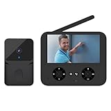 Irishom Videoportero inalámbrico con cámara sin suscripción con pantalla IPS de 4,3 pulgadas, visión nocturna de alta definición, audio bidireccional, grabación automática de fotos/vídeo