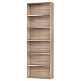 FirFurd 180cm Estantería Almacenaje Madera, Librería con 6 Baldas, Libreria Estanteria, Estantería Libros, Mueble Estantería para Salón, (Roble Claro)