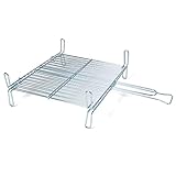 Parrilla doble para barbacoa de 45 x 45 cm, portatil, fabricada en Acero Inoxidable, carnes, pescados, verduras, asados