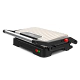 Taurus - Grill Eléctrico Mygrill Vintage Cream 1000W | Apertura 180º | Placas 23x14.5 cm | Recubrimiento Antiadherente Libre de PFOA | Tapa Basculante | Recoge Grasas Extraíble | Color Crema