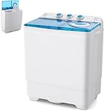 RELAX4LIFE - Mini lavadora con 2 depósitos, capacidad 8,5 kg, lavadora semiautomática con temporizador y escurridor, lavadora portátil compacta para apartamento dormitorio casa (azul | 8,5 kg)