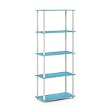 Furinno Estante De Exhibición Multipropósito De 5 Niveles De Giro Y Tubo, Azul Claro / Blanco