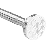 Barra de cortina de ducha extensible, antideslizante, nunca se oxida, barra de cortina de tensión, sin taladrar, acero inoxidable 304, nunca se pliega, para baño, cocina, jardín (silver, 48-200cm)