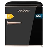 Cecotec Nevera Pequeña Frigorífico Retro Sobremesa 45L Bolero CoolMarket TT Origin 45 Black E. 55cm de Alto y 44,7cm de Ancho, Clase Energética E, Icebox y Tirador Cromado, Negro